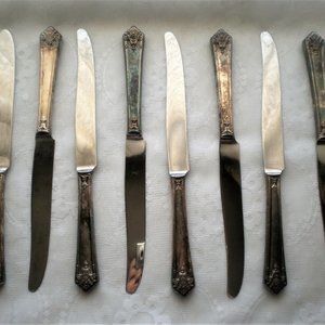 Circa 1931 1847 Rogers Bros Her Majesty Silverware 8 Dinner Knife Knives Set